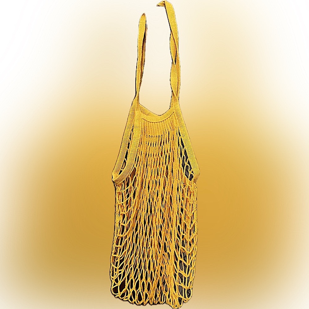 NWT: Anthropologie Large Yellow Market Mesh Bag